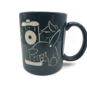 Funny Dog & Hydrant Mug/ Corgi/ Dark Green and White